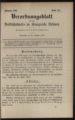 Verordnungsblatt für das Volksschulwesen im Königreiche Böhmen 19021231 Seite: 1