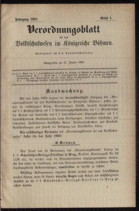 Verordnungsblatt für das Volksschulwesen im Königreiche Böhmen 19030131 Seite: 1