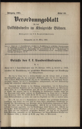 Verordnungsblatt für das Volksschulwesen im Königreiche Böhmen 19030331 Seite: 1