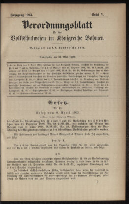 Verordnungsblatt für das Volksschulwesen im Königreiche Böhmen 19030531 Seite: 1