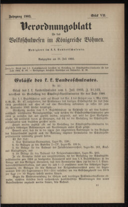 Verordnungsblatt für das Volksschulwesen im Königreiche Böhmen 19030731 Seite: 1