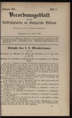 Verordnungsblatt für das Volksschulwesen im Königreiche Böhmen 19031031 Seite: 1