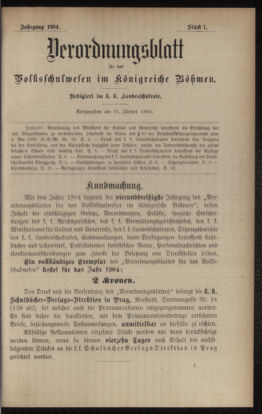 Verordnungsblatt für das Volksschulwesen im Königreiche Böhmen 19040131 Seite: 1