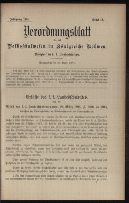 Verordnungsblatt für das Volksschulwesen im Königreiche Böhmen 19040430 Seite: 1