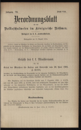 Verordnungsblatt für das Volksschulwesen im Königreiche Böhmen 19040831 Seite: 1