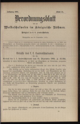 Verordnungsblatt für das Volksschulwesen im Königreiche Böhmen 19040930 Seite: 1