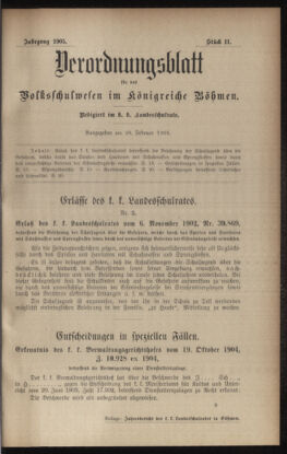 Verordnungsblatt für das Volksschulwesen im Königreiche Böhmen 19050228 Seite: 1