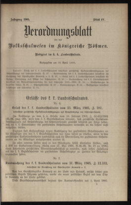 Verordnungsblatt für das Volksschulwesen im Königreiche Böhmen 19050430 Seite: 1