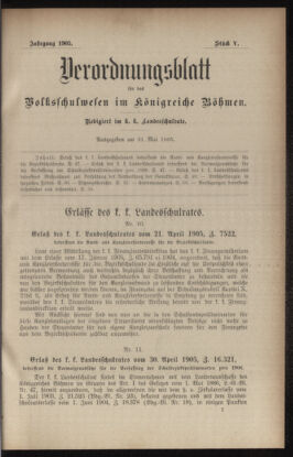 Verordnungsblatt für das Volksschulwesen im Königreiche Böhmen 19050531 Seite: 1