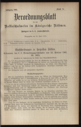 Verordnungsblatt für das Volksschulwesen im Königreiche Böhmen 19050630 Seite: 1