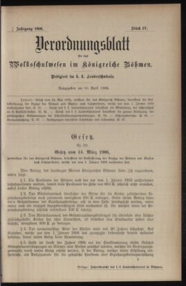 Verordnungsblatt für das Volksschulwesen im Königreiche Böhmen 19060430 Seite: 1