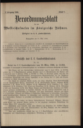 Verordnungsblatt für das Volksschulwesen im Königreiche Böhmen 19060531 Seite: 1