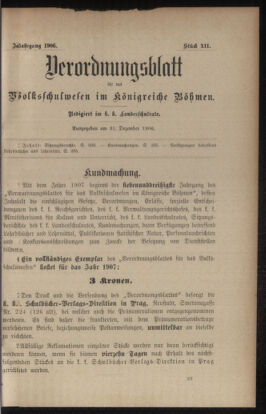 Verordnungsblatt für das Volksschulwesen im Königreiche Böhmen 19061231 Seite: 1