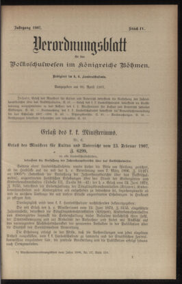 Verordnungsblatt für das Volksschulwesen im Königreiche Böhmen 19070430 Seite: 1