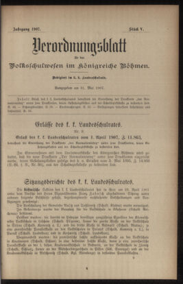 Verordnungsblatt für das Volksschulwesen im Königreiche Böhmen 19070531 Seite: 1