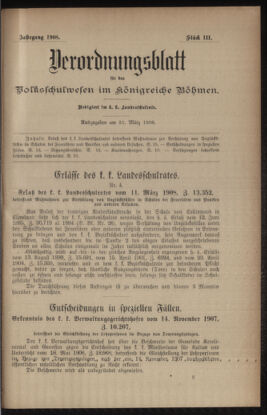 Verordnungsblatt für das Volksschulwesen im Königreiche Böhmen 19080331 Seite: 1