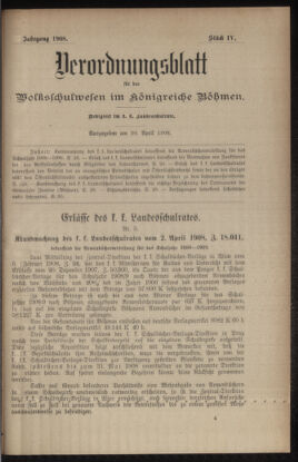 Verordnungsblatt für das Volksschulwesen im Königreiche Böhmen 19080430 Seite: 1