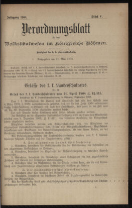 Verordnungsblatt für das Volksschulwesen im Königreiche Böhmen 19080531 Seite: 1