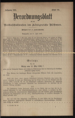 Verordnungsblatt für das Volksschulwesen im Königreiche Böhmen 19080731 Seite: 1