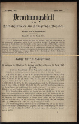 Verordnungsblatt für das Volksschulwesen im Königreiche Böhmen 19080831 Seite: 1