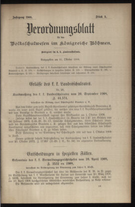 Verordnungsblatt für das Volksschulwesen im Königreiche Böhmen 19081031 Seite: 1