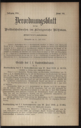 Verordnungsblatt für das Volksschulwesen im Königreiche Böhmen 19100731 Seite: 1