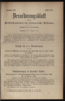 Verordnungsblatt für das Volksschulwesen im Königreiche Böhmen 19100831 Seite: 1