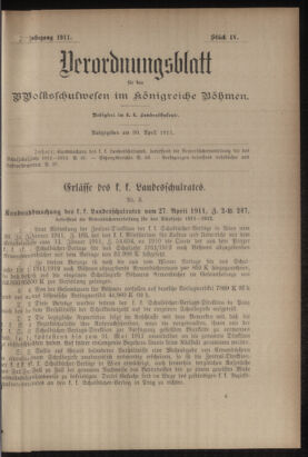 Verordnungsblatt für das Volksschulwesen im Königreiche Böhmen 19110430 Seite: 1