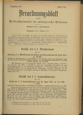 Verordnungsblatt für das Volksschulwesen im Königreiche Böhmen 19110831 Seite: 1