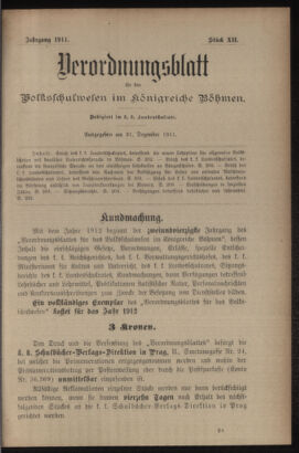 Verordnungsblatt für das Volksschulwesen im Königreiche Böhmen 19111231 Seite: 1