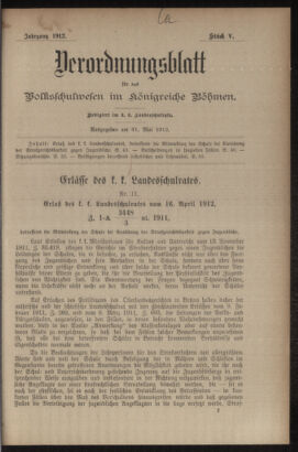 Verordnungsblatt für das Volksschulwesen im Königreiche Böhmen 19120531 Seite: 1