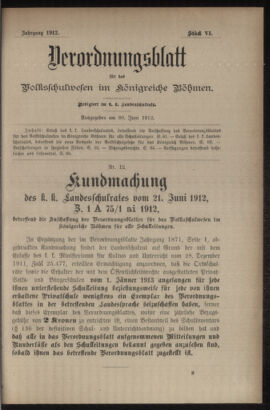 Verordnungsblatt für das Volksschulwesen im Königreiche Böhmen 19120630 Seite: 1