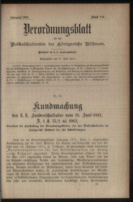 Verordnungsblatt für das Volksschulwesen im Königreiche Böhmen 19120731 Seite: 1