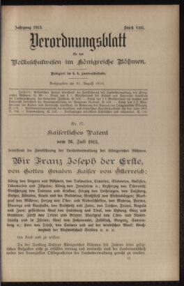 Verordnungsblatt für das Volksschulwesen im Königreiche Böhmen 19130831 Seite: 1