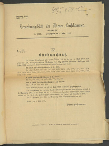 Verordnungsblatt der Wiener Börsekammer