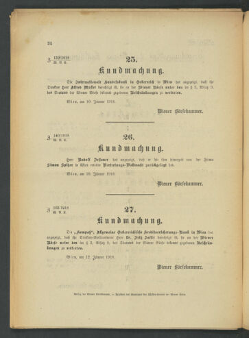 Verordnungsblatt der Wiener Börsekammer 19180115 Seite: 2