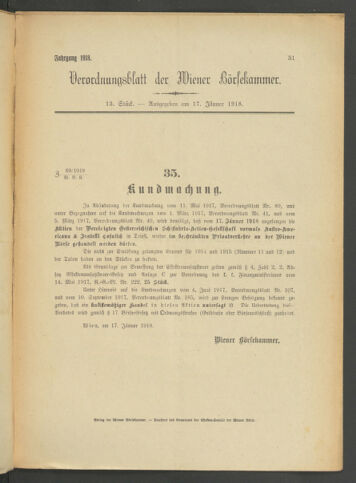 Verordnungsblatt der Wiener Börsekammer 19180117 Seite: 3