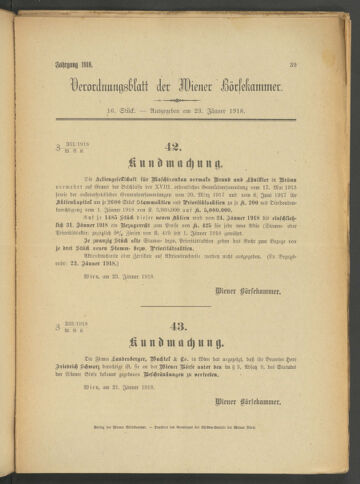 Verordnungsblatt der Wiener Börsekammer 19180123 Seite: 5