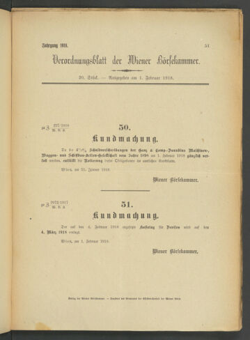 Verordnungsblatt der Wiener Börsekammer 19180201 Seite: 5