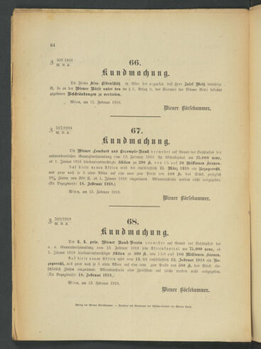 Verordnungsblatt der Wiener Börsekammer 19180213 Seite: 2