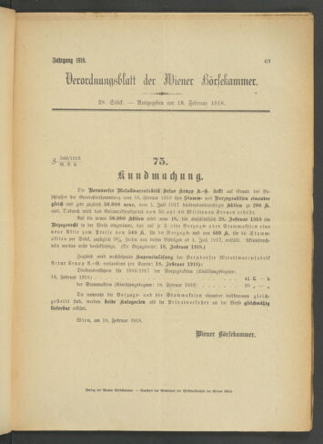 Verordnungsblatt der Wiener Börsekammer 19180218 Seite: 3