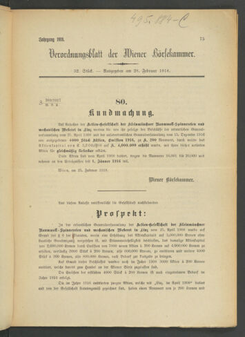 Verordnungsblatt der Wiener Börsekammer 19180228 Seite: 1