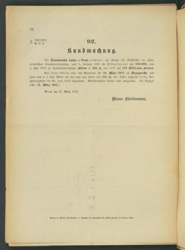 Verordnungsblatt der Wiener Börsekammer 19180312 Seite: 2