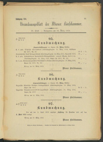 Verordnungsblatt der Wiener Börsekammer 19180318 Seite: 1