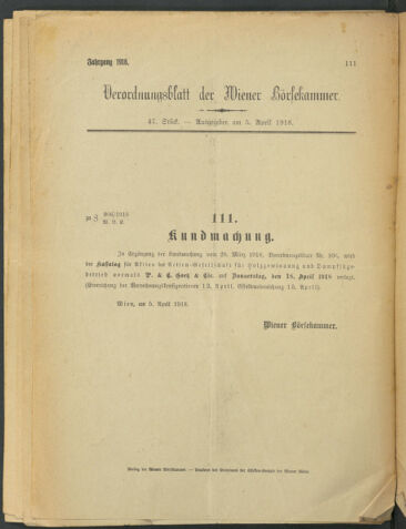 Verordnungsblatt der Wiener Börsekammer 19180405 Seite: 8