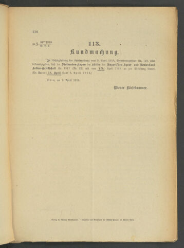 Verordnungsblatt der Wiener Börsekammer 19180409 Seite: 2