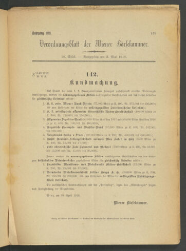 Verordnungsblatt der Wiener Börsekammer 19180502 Seite: 3