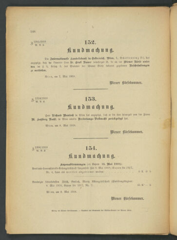 Verordnungsblatt der Wiener Börsekammer 19180508 Seite: 2