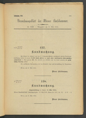 Verordnungsblatt der Wiener Börsekammer 19180513 Seite: 9