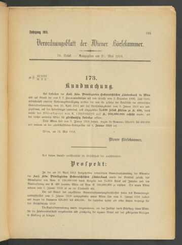 Verordnungsblatt der Wiener Börsekammer 19180521 Seite: 5